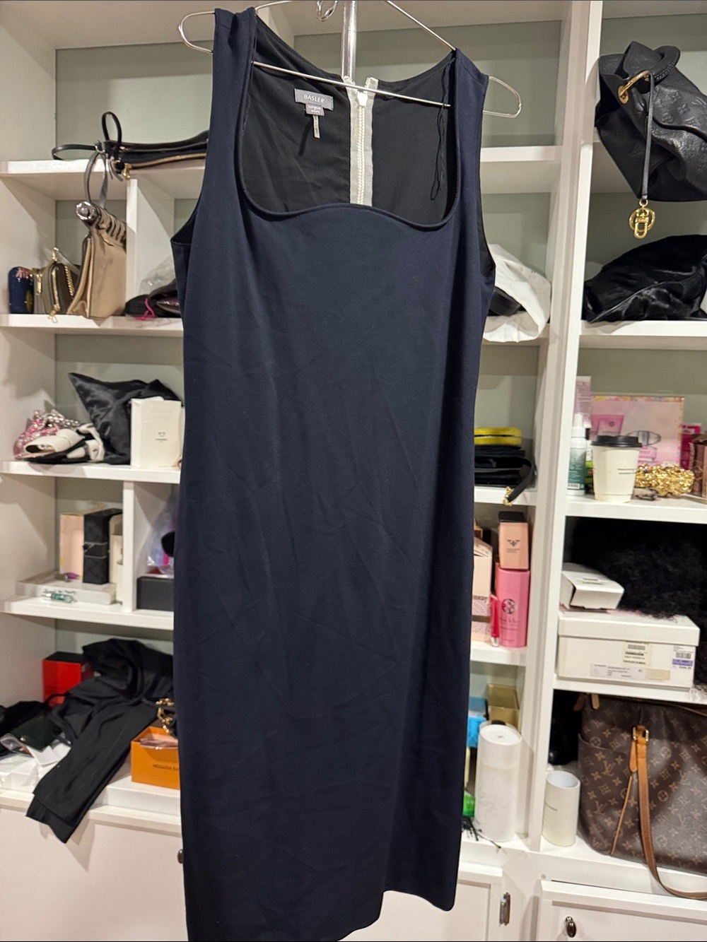 Basler Navy Sleeveless Scoop Neck Shift Dress